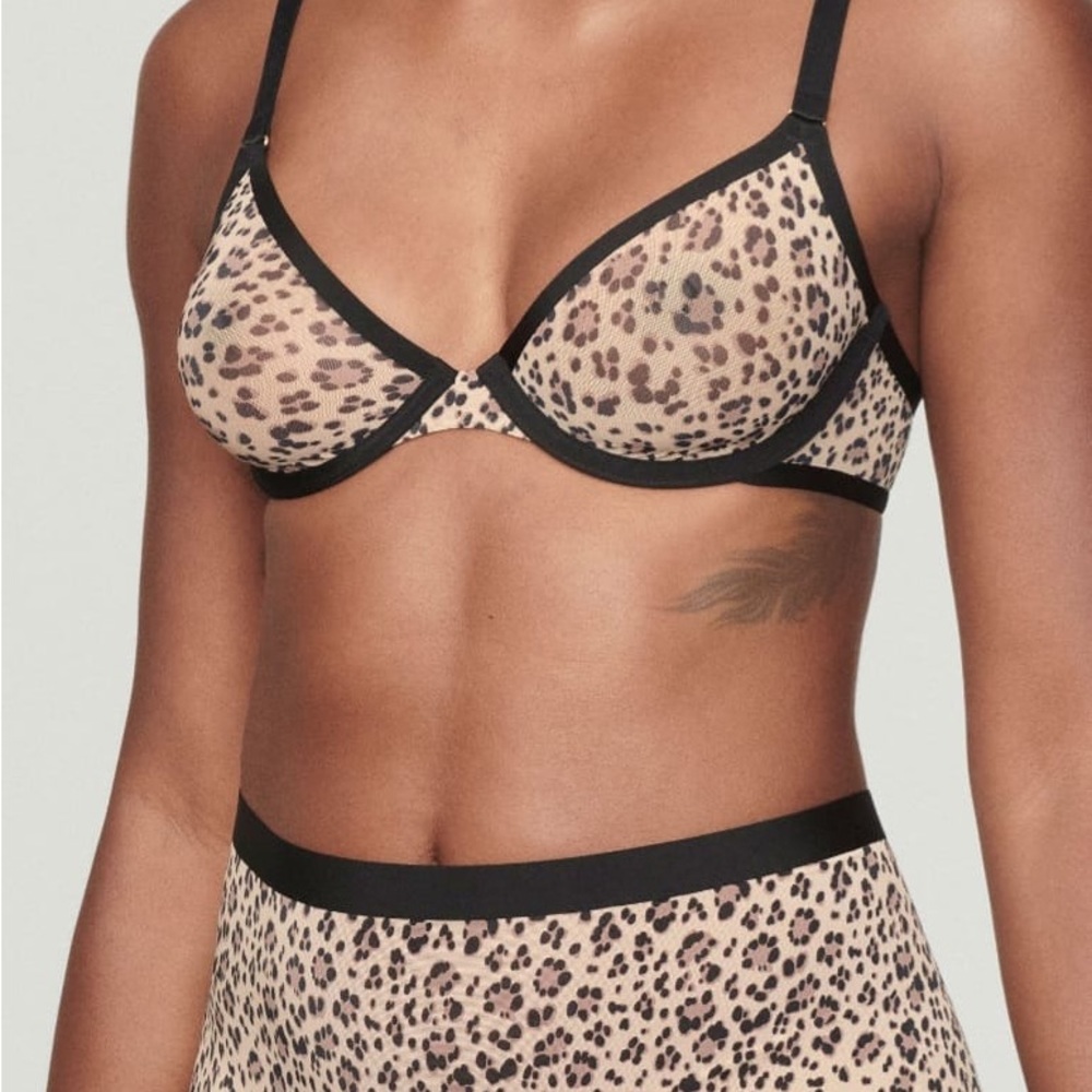 NWT CUUP The Plunge Bra Leopard Print